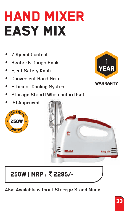 Inalsa Easy Mix Hand Mixer (250W) | Kanchan Electronics