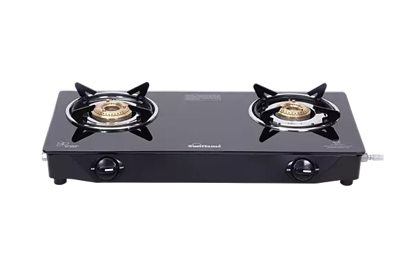 Sunflame 2B Naples TT BK 2‑Burner Toughened Glass Gas Stove